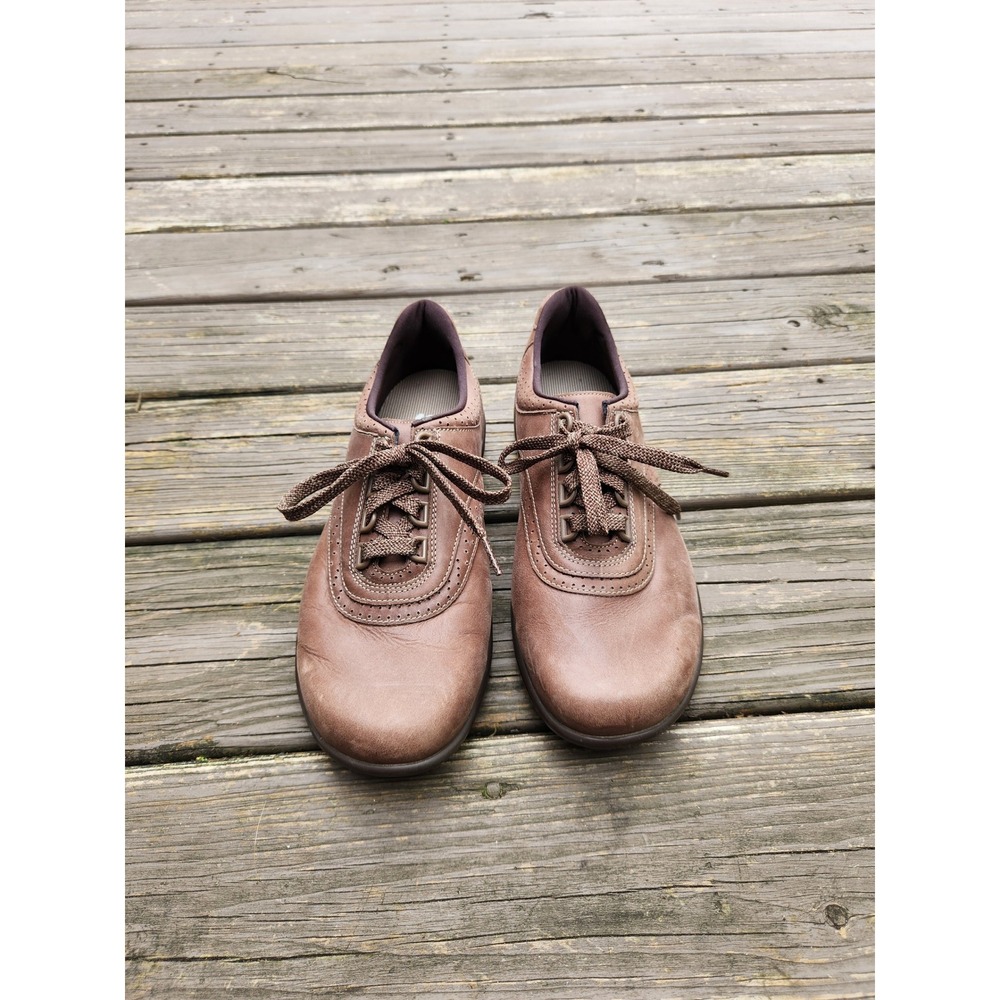 SAS Walk Easy Walking Shoes Chocolate Brown Leather Lace Up Sneakers 9.5 WW - Picture 5 of 9